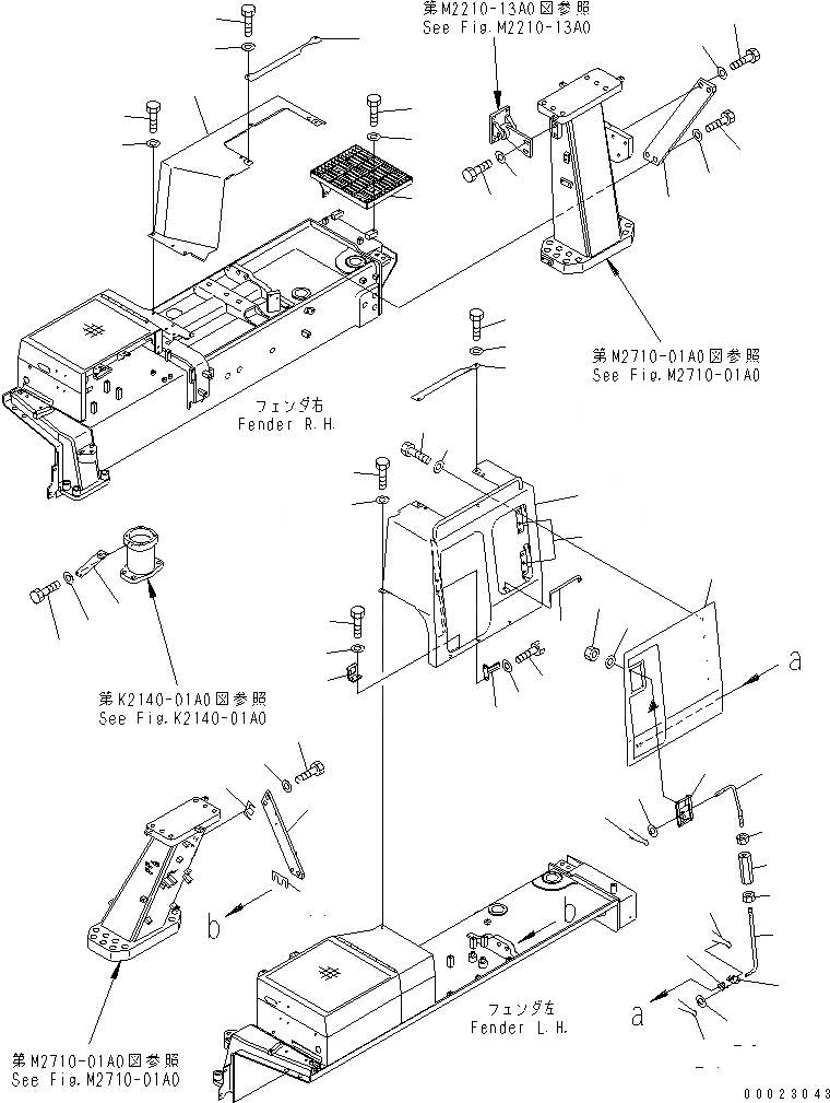 Схема запчастей Komatsu D375A-5 - КРЫЛО  (/) (ДЛЯ СТРАН ЕС И JAPAN) ЧАСТИ КОРПУСА