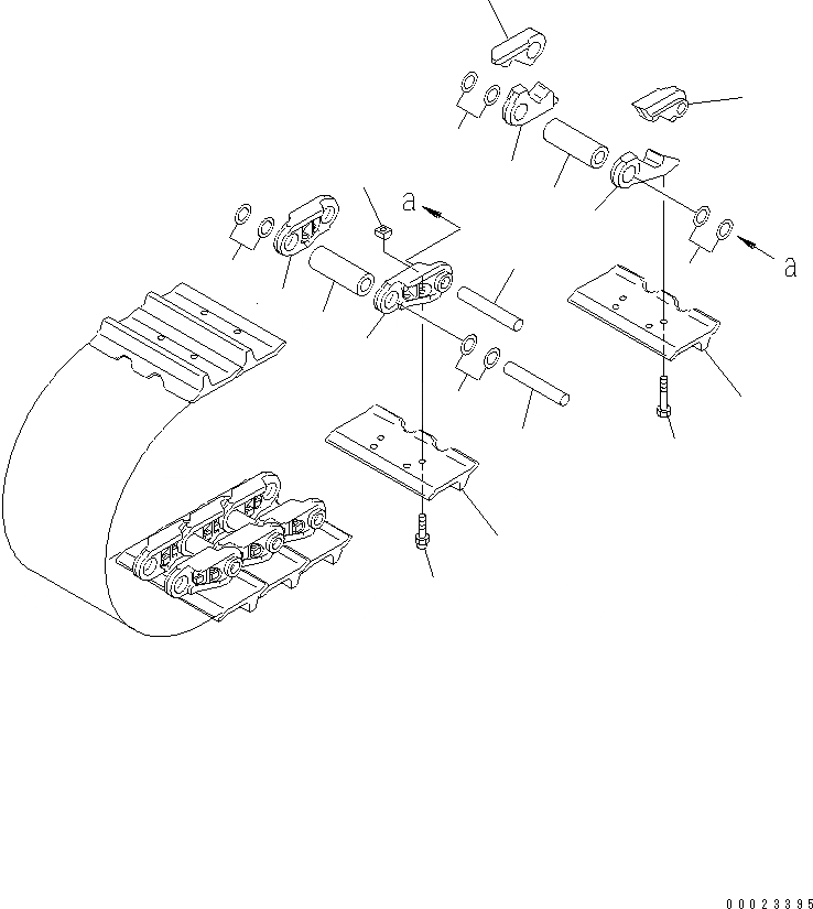Схема запчастей Komatsu D375A-5 - ГУСЕНИЦЫ (СУХ. ТИП) (ОДИНОЧН. ГРУНТОЗАЦЕП SHOE¤ MM ШИР.) (8 SET) ХОДОВАЯ