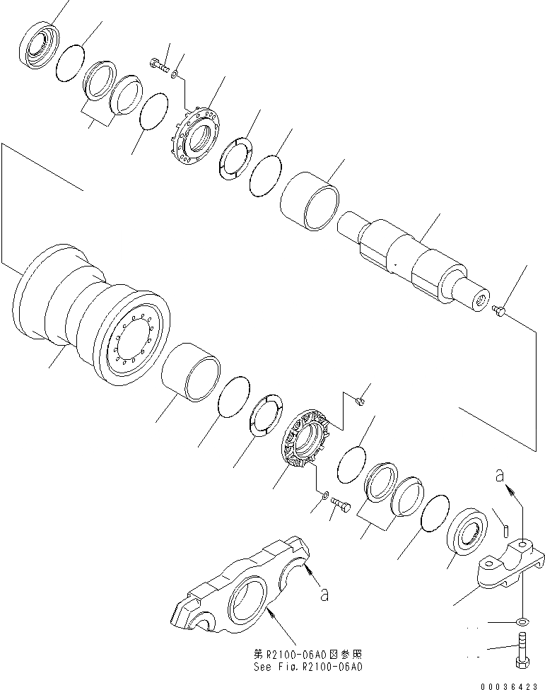 Схема запчастей Komatsu D375A-5 - ОПОРНЫЙ КАТОК (ОДИНОЧН.) (ЛЕВ.)(№87-) ХОДОВАЯ