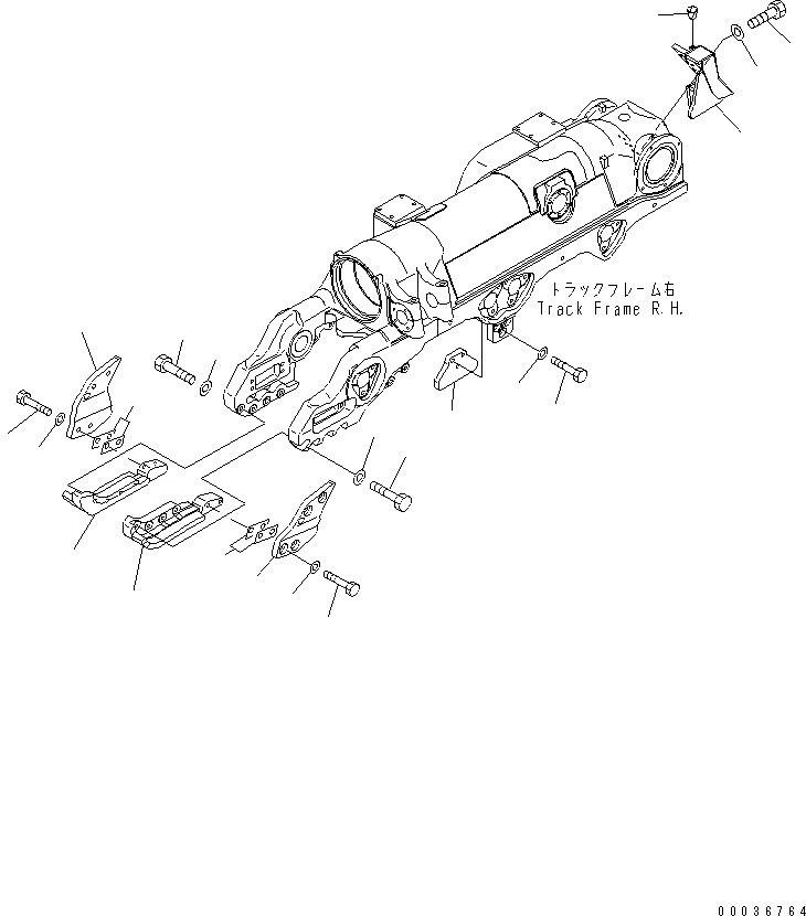 Схема запчастей Komatsu D375A-5 - ЗАЩИТА ГУСЕН. РАМЫ (ПРАВ.) (ДЛЯ ПОЛН. ЗАЩИТА КАТКОВ) ХОДОВАЯ