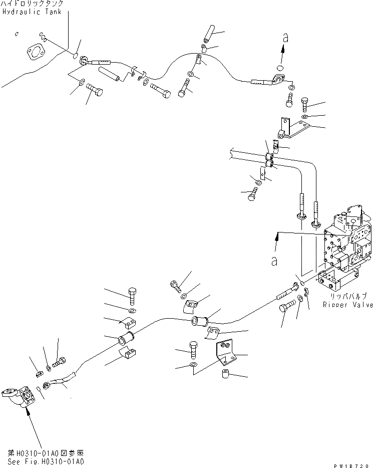 Схема запчастей Komatsu D375A-5 - РЫХЛИТЕЛЬ ЛИНИЯ ГИДРАВЛИКА