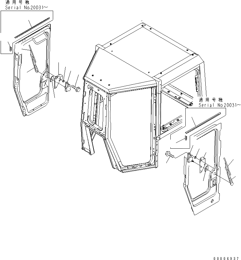 Схема запчастей Komatsu D375A-5 - КАБИНА (ДВОРНИКИ ДВЕРИ) КАБИНА ОПЕРАТОРА И СИСТЕМА УПРАВЛЕНИЯ