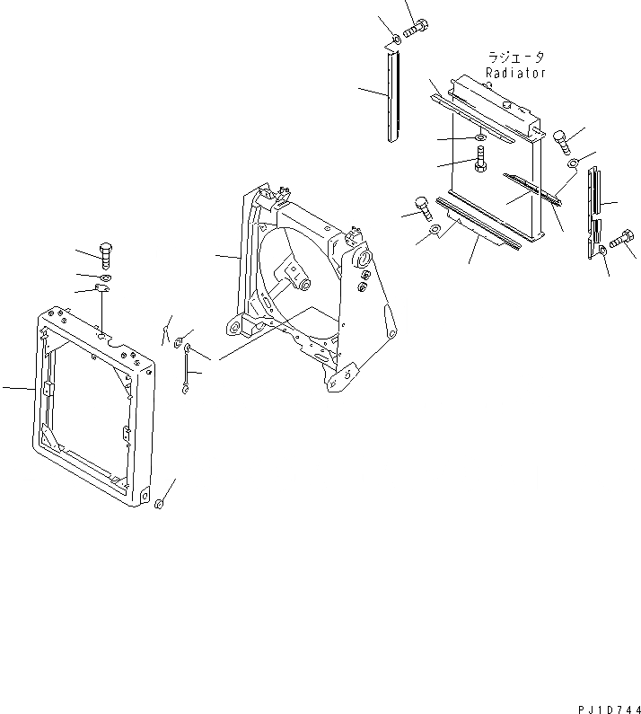 Схема запчастей Komatsu D375A-3 - ЗАЩИТА РАДИАТОРА (РАДИАТОР НАКЛОН. СПЕЦ-Я.)(№7-) ЧАСТИ КОРПУСА