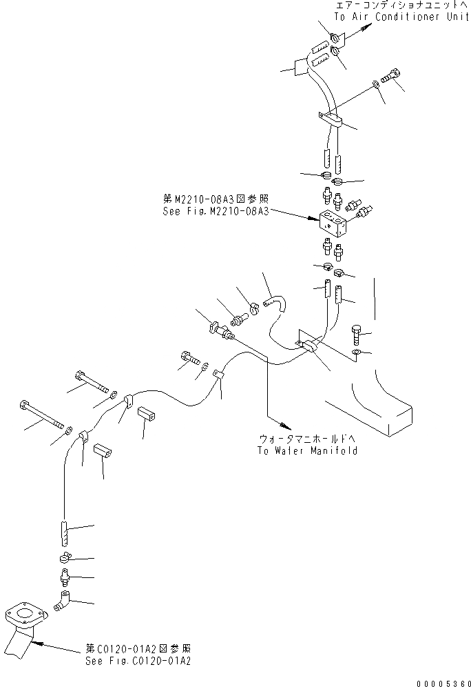 Схема запчастей Komatsu D375A-5D - ГИДР. ПРОВОД. ОБОГРЕВАТЕЛЯ КОМПОНЕНТЫ ДВИГАТЕЛЯ