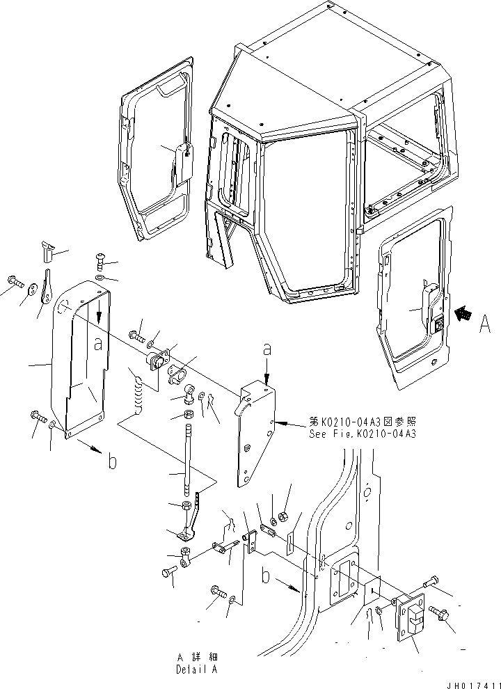 Схема запчастей Komatsu D375A-5D - КАБИНА (ДВЕРЬ WIPPER) КАБИНА ОПЕРАТОРА И СИСТЕМА УПРАВЛЕНИЯ