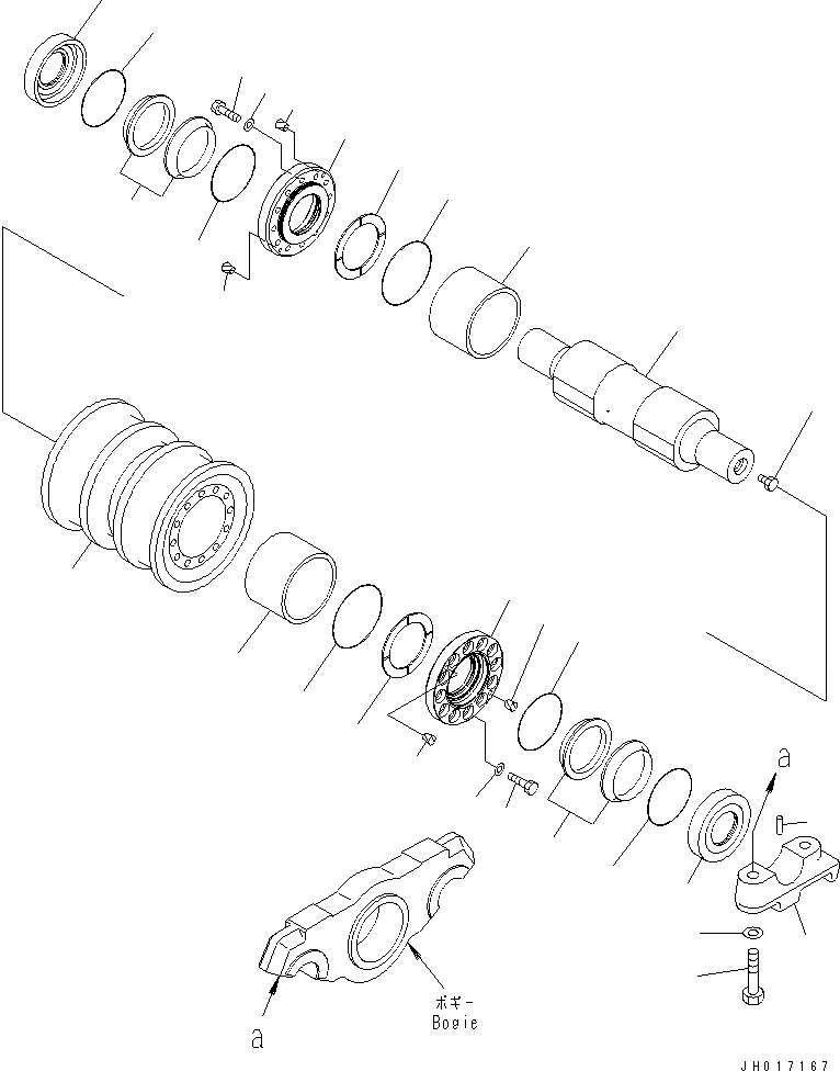Схема запчастей Komatsu D375A-5D - ТЕЛЕЖКА (ЛЕВ.) (ВТОР. И THIRD)(№88-) ХОДОВАЯ