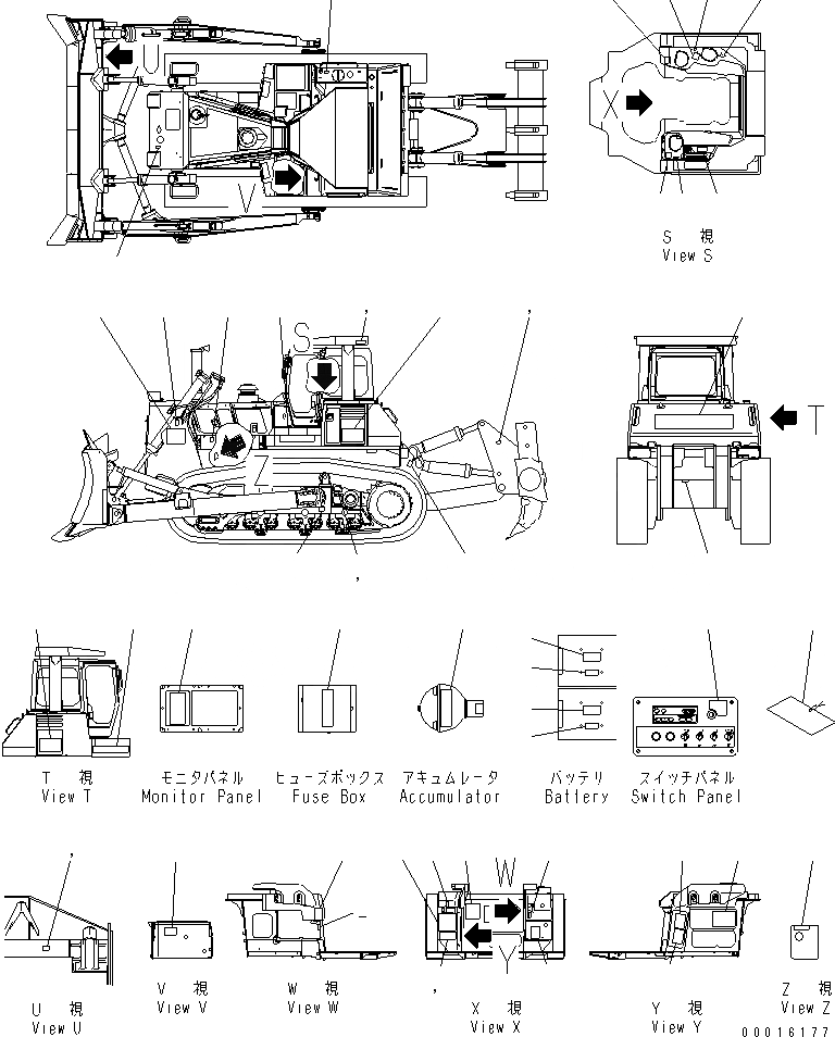 Схема запчастей Komatsu D375A-5D - МАРКИРОВКА (АНГЛ.) (С ШИРОК. КАБИНОЙ) (МОРОЗОУСТОЙЧИВ. СПЕЦ-Я) (K-ТЕЛЕЖКА ТИП)(№77-88) МАРКИРОВКА