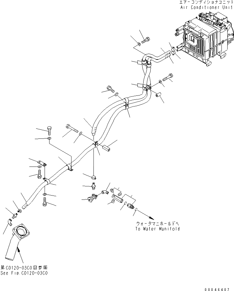 Схема запчастей Komatsu D375A-5E0 - ТРУБЫ ПЕЧКИ КОМПОНЕНТЫ ДВИГАТЕЛЯ