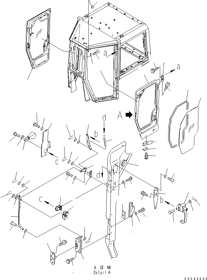 Схема запчастей Komatsu D375A-5E0 - КАБИНА (ДВЕРЬ И ЗАМОК) (/) (ДЛЯ ДВОЙН. ДВОРНИКИ) КАБИНА ОПЕРАТОРА И СИСТЕМА УПРАВЛЕНИЯ