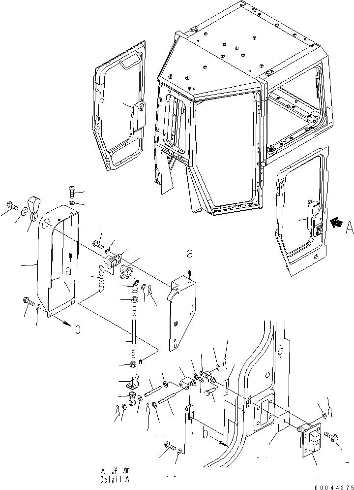 Схема запчастей Komatsu D375A-5E0 - КАБИНА (ДВЕРЬ И ЗАМОК) (/) КАБИНА ОПЕРАТОРА И СИСТЕМА УПРАВЛЕНИЯ