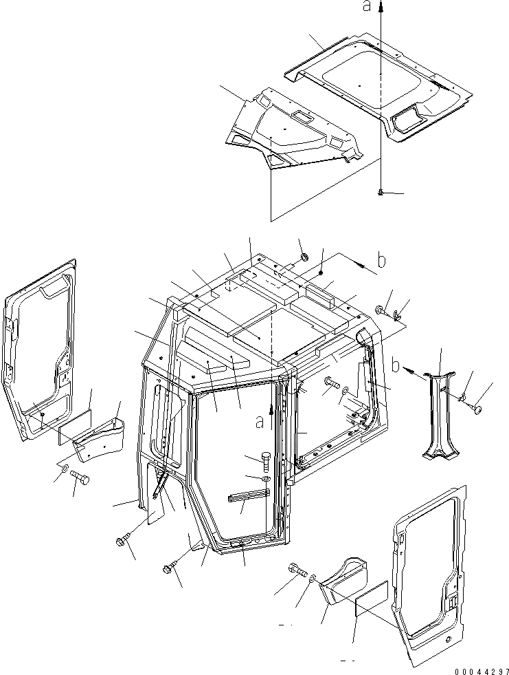 Схема запчастей Komatsu D375A-5E0 - КАБИНА (ОБЛИЦОВКА ПОТОЛКА) КАБИНА ОПЕРАТОРА И СИСТЕМА УПРАВЛЕНИЯ