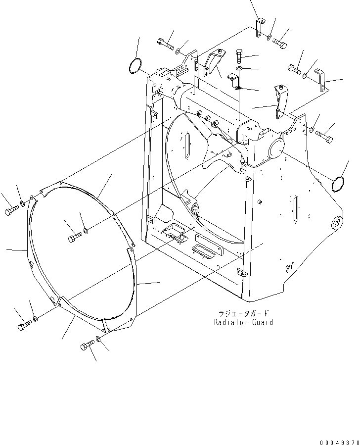 Схема запчастей Komatsu D375A-5E0 - ЗАЩИТА РАДИАТОРА (КРЕПЛЕНИЕ КАПОТА) ЧАСТИ КОРПУСА