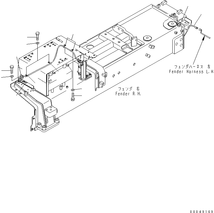 Схема запчастей Komatsu D375A-5E0 - КРЫЛО (Э/ПРОВОДКА) (ПРАВ.) (С NUMBERING) ЧАСТИ КОРПУСА