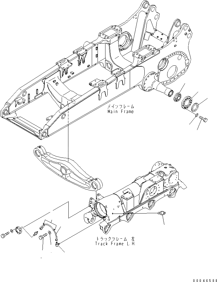 Схема запчастей Komatsu D375A-5E0 - ГУСЕНИЧНАЯ РАМА (БАЛКА БАЛАНСИРА СМАЗКА) (ОТВАЛ С ДВОЙН. ПЕРЕКОСОМ) (ЛЕВ.) ХОДОВАЯ