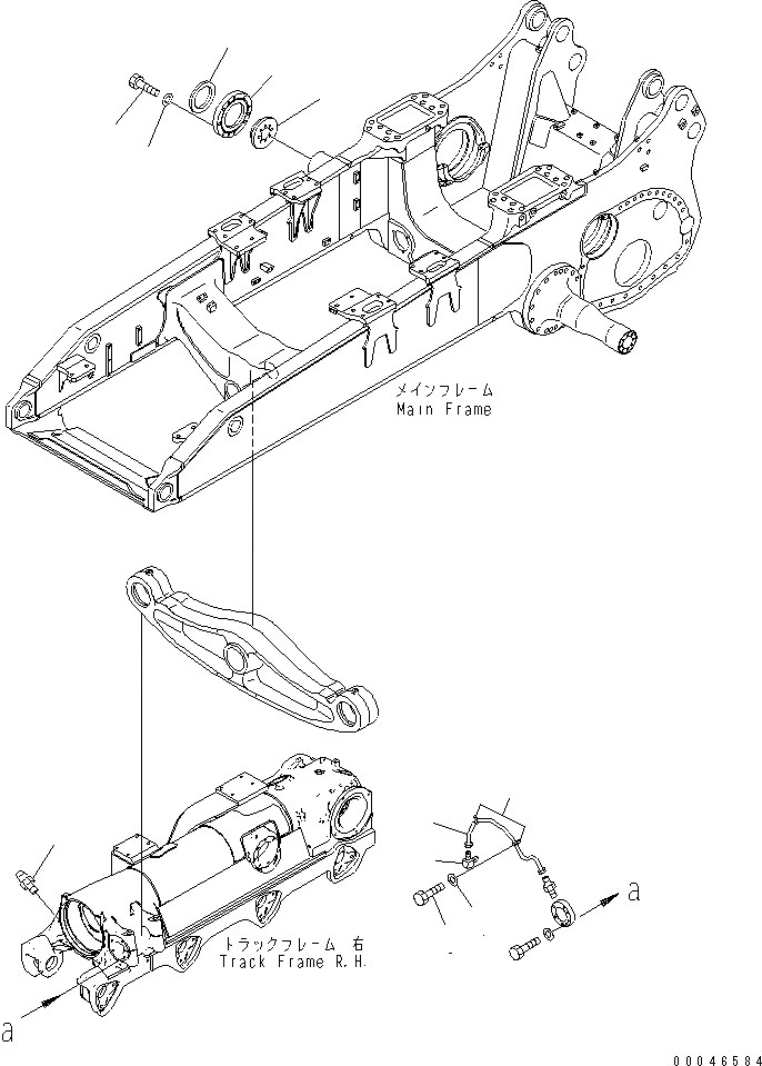 Схема запчастей Komatsu D375A-5E0 - ГУСЕНИЧНАЯ РАМА (БАЛКА БАЛАНСИРА СМАЗКА) (ПРАВ.) ХОДОВАЯ