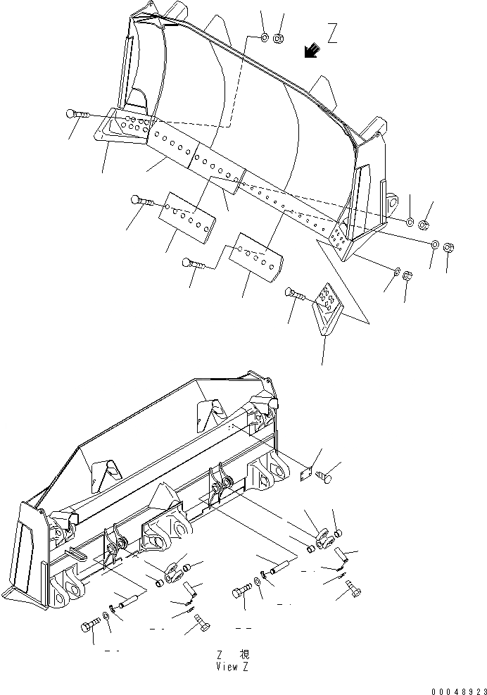 Схема запчастей Komatsu D375A-5E0 - ОТВАЛ (ПОЛУ-U) (РЕЖУЩ. КРОМКА И END BIT) (УСИЛЕНН.) РАБОЧЕЕ ОБОРУДОВАНИЕ