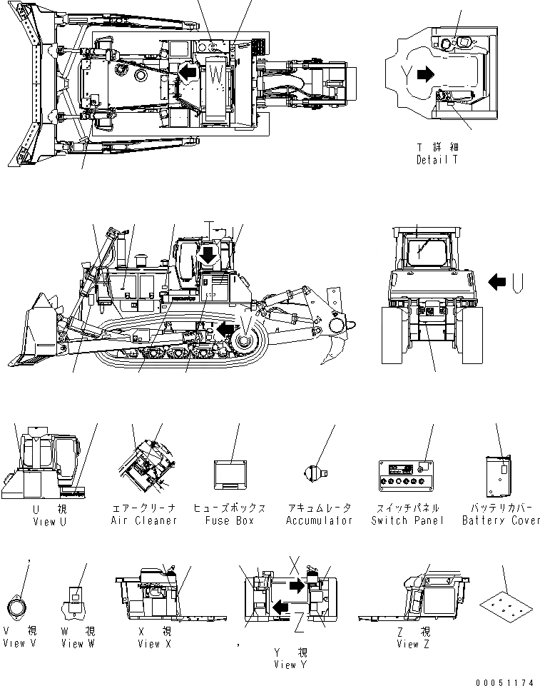 Схема запчастей Komatsu D375A-5E0 - МАРКИРОВКА (АНГЛ.) (США) МАРКИРОВКА