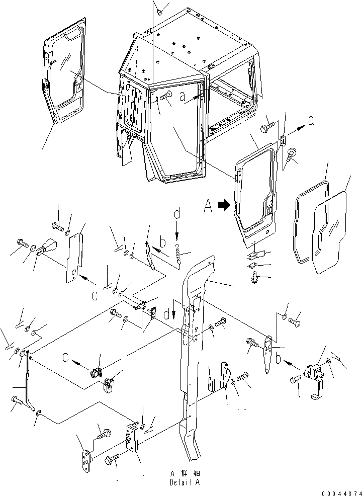 Схема запчастей Komatsu D375A-5 - КАБИНА (ДВЕРЬ И ЗАМОК) (/) КАБИНА ОПЕРАТОРА И СИСТЕМА УПРАВЛЕНИЯ