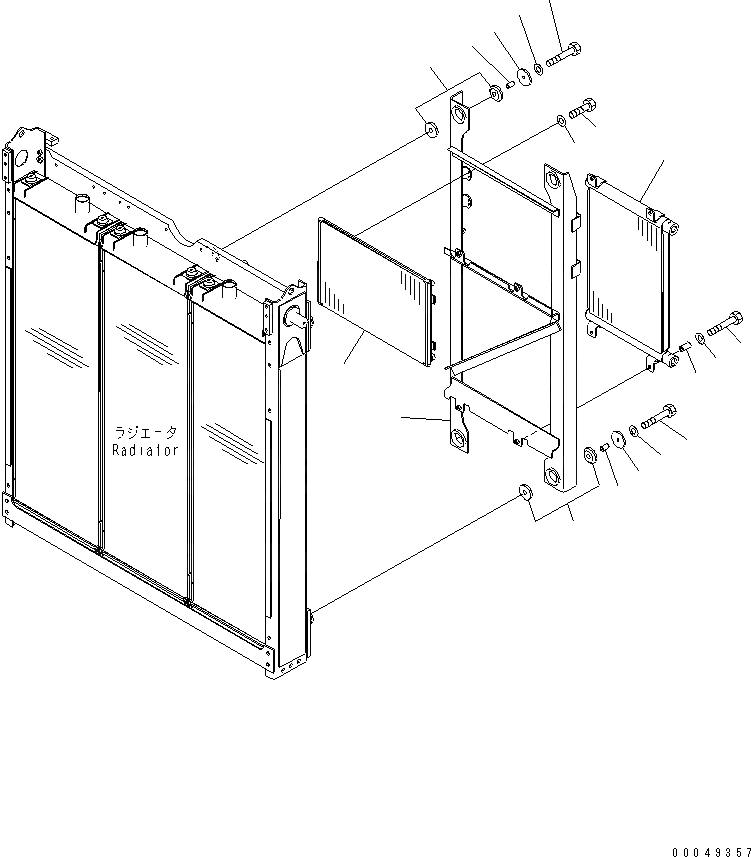 Схема запчастей Komatsu D375A-5 - ЗАЩИТА РАДИАТОРА (МАСЛООХЛАДИТЕЛЬ И КОНДЕНСАТОР) ЧАСТИ КОРПУСА