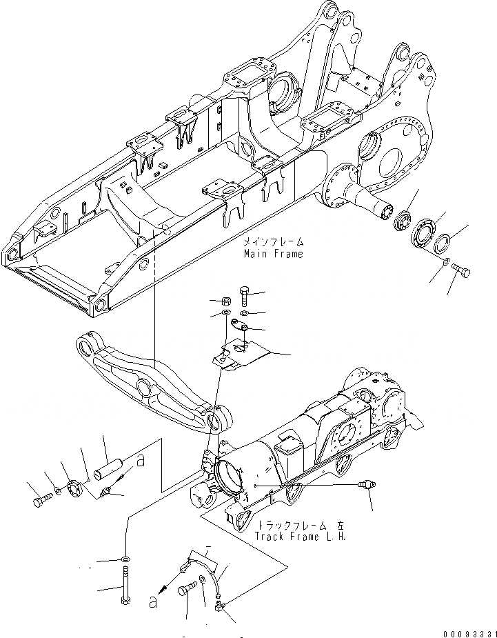 Схема запчастей Komatsu D375A-5 - ГУСЕНИЧНАЯ РАМА (ЛЕВ.) (БАЛКА БАЛАНСИРА СМАЗКА) (ДЛЯ ОТВАЛА С ДВОЙН. ПЕРЕКОСОМ) (8 РОЛИК)(№-) ХОДОВАЯ