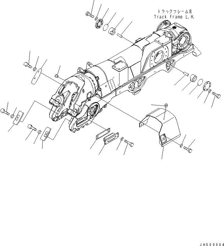 Схема запчастей Komatsu D375A-5 - ГУСЕНИЧНАЯ РАМА (ЛЕВ.) (ПРУЖИНА COVER) (7 РОЛИК) ХОДОВАЯ