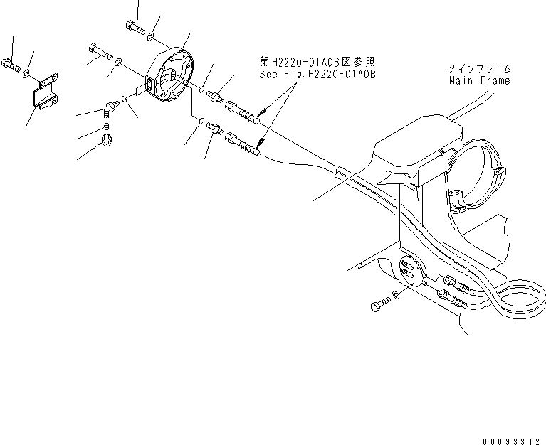 Схема запчастей Komatsu D375A-5 - ГУСЕНИЧНАЯ РАМА (ПРАВ.) (ПАТРУБОК И COVER) (С ПЕРЕКОС. ОТВАЛА) (7 РОЛИК) ХОДОВАЯ