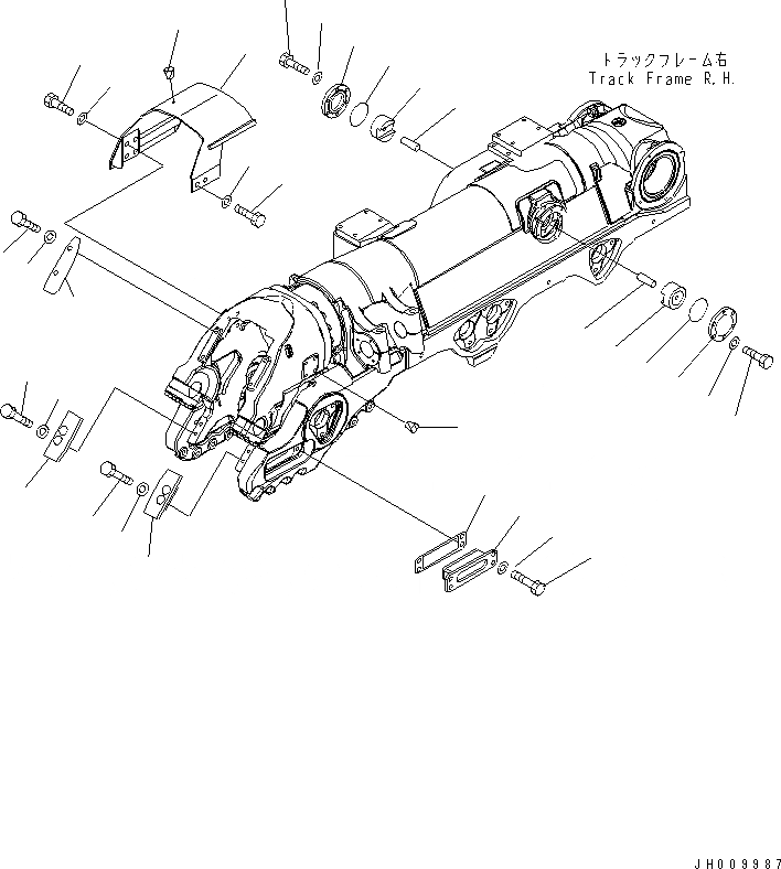 Схема запчастей Komatsu D375A-5 - ГУСЕНИЧНАЯ РАМА (ПРАВ.) (RICМАСЛ. SPRING COVER) (7 РОЛИК) ХОДОВАЯ