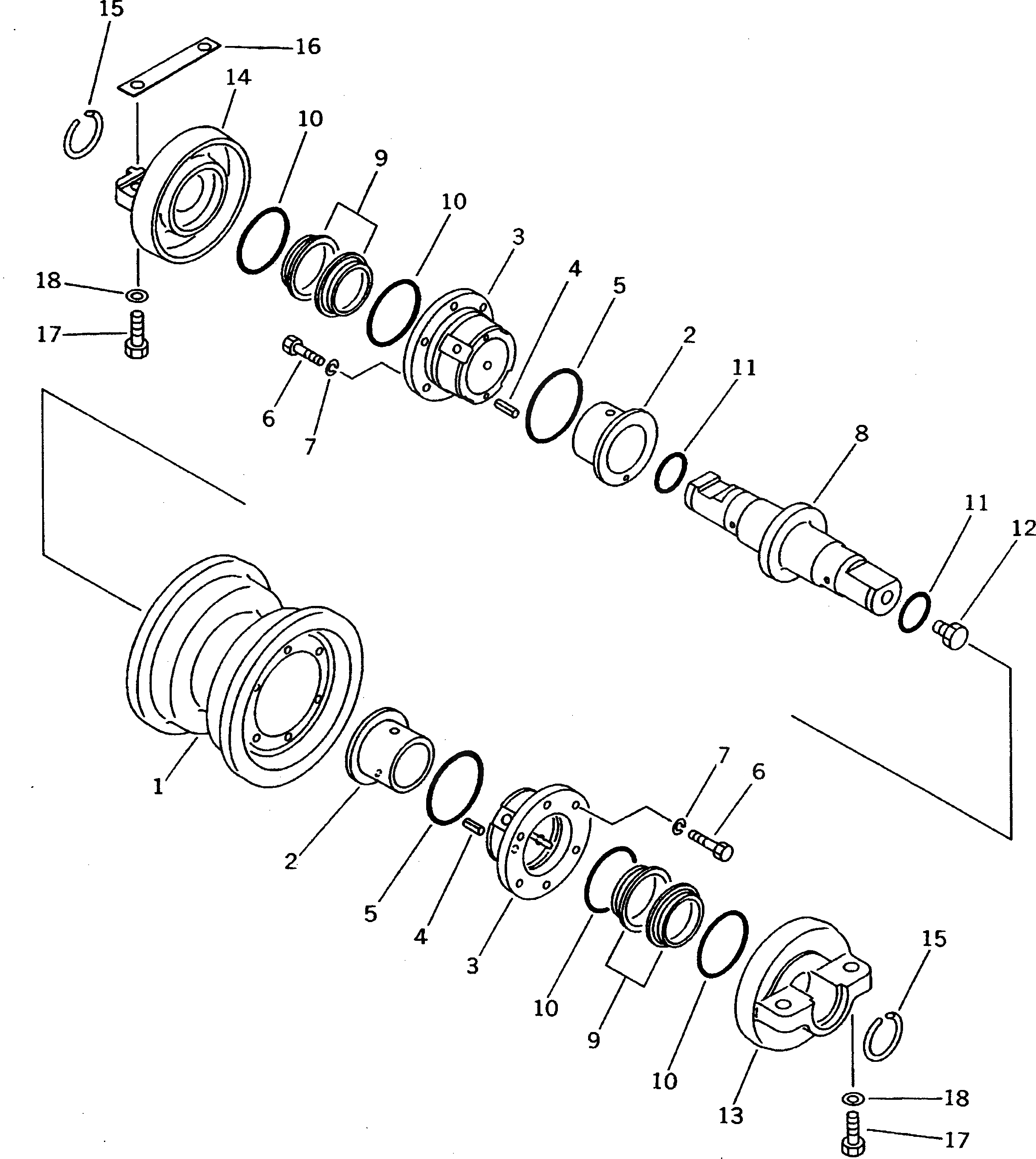 Схема запчастей Komatsu D37A-5 - ОПОРНЫЙ КАТОК(№-) ЧАСТИ BOOK