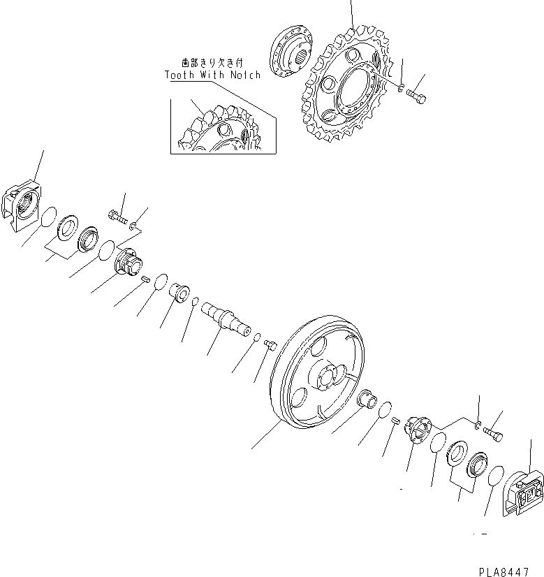 Схема запчастей Komatsu D37A-5 - ПЕРЕДН. ЛЕНИВЕЦ И ЗВЕЗДОЧКА(№-77) ЧАСТИ BOOK