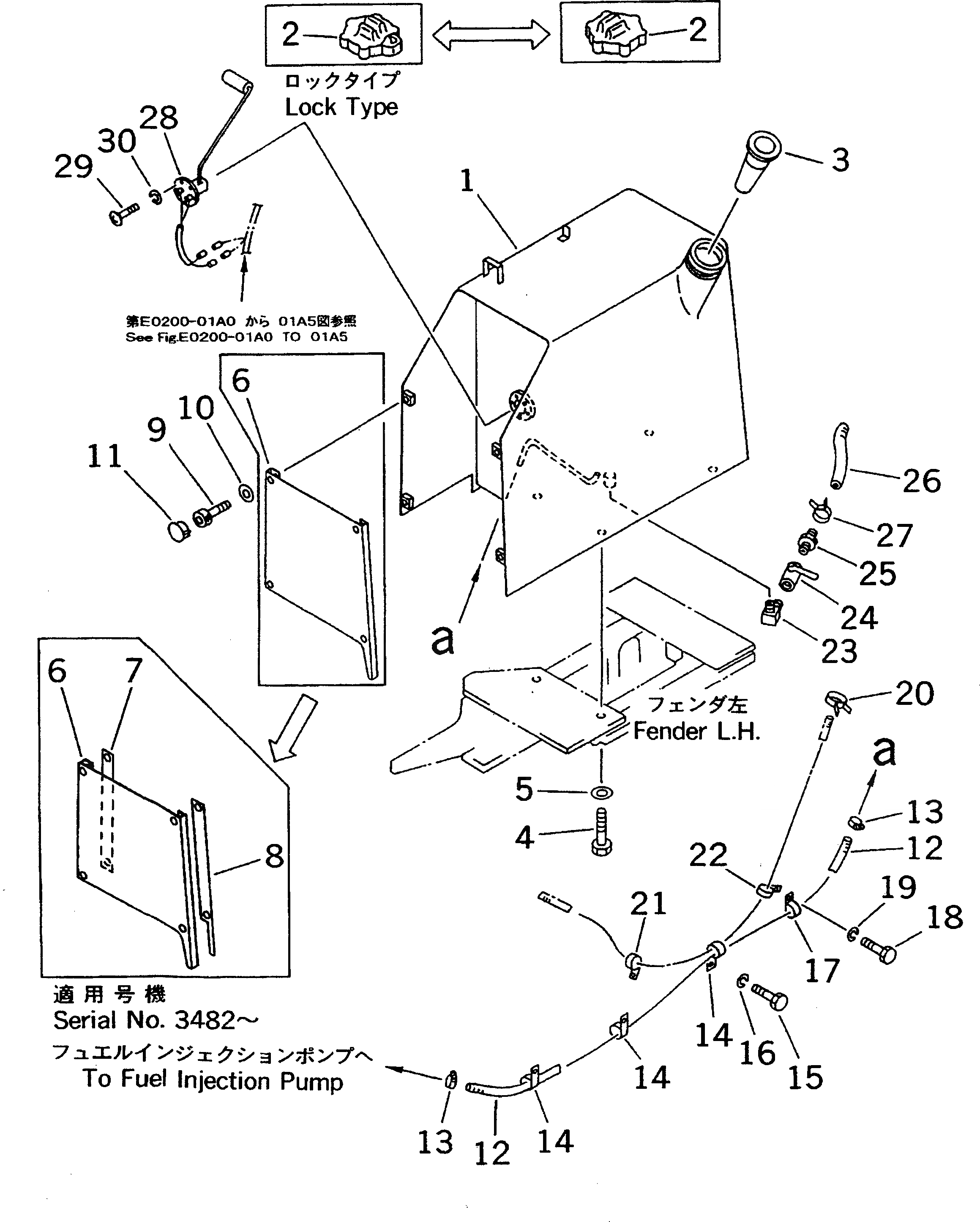 Схема запчастей Komatsu D37E-5 - ТОПЛ. БАК И ТОПЛИВОПРОВОД (REGULATION OF EC INCLUSION)(№-7) ТОПЛИВН. БАК. AND КОМПОНЕНТЫ