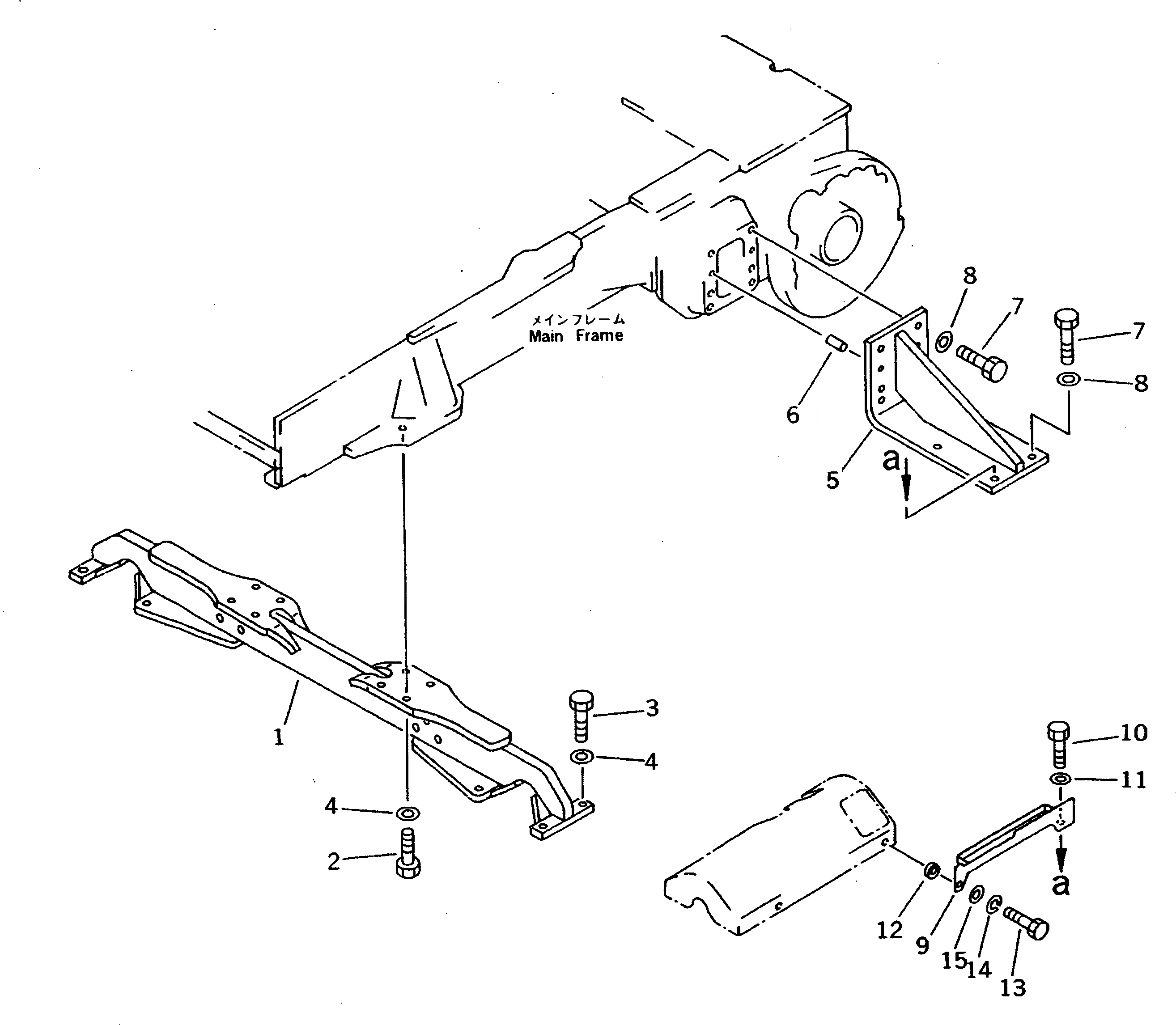 Схема запчастей Komatsu D37E-5 - CROSS BAR (REGULATION OF ЕС DYNAMIC NOISE) ОСНОВН. РАМА И КОМПОНЕНТЫ