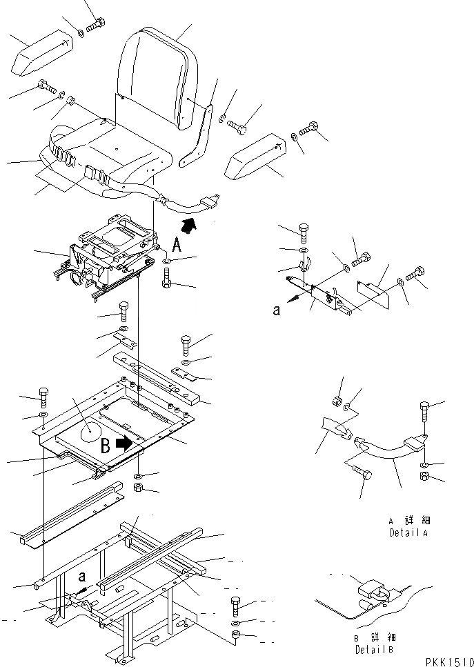 Схема запчастей Komatsu D37E-5 - СИДЕНЬЕ ОПЕРАТОРА (С МАСЛ. ДЕМПФЕР) (REGULATION OF ЕС DYNAMIC   NOISE)(№-) КАБИНА ОПЕРАТОРА И СИСТЕМА УПРАВЛЕНИЯ