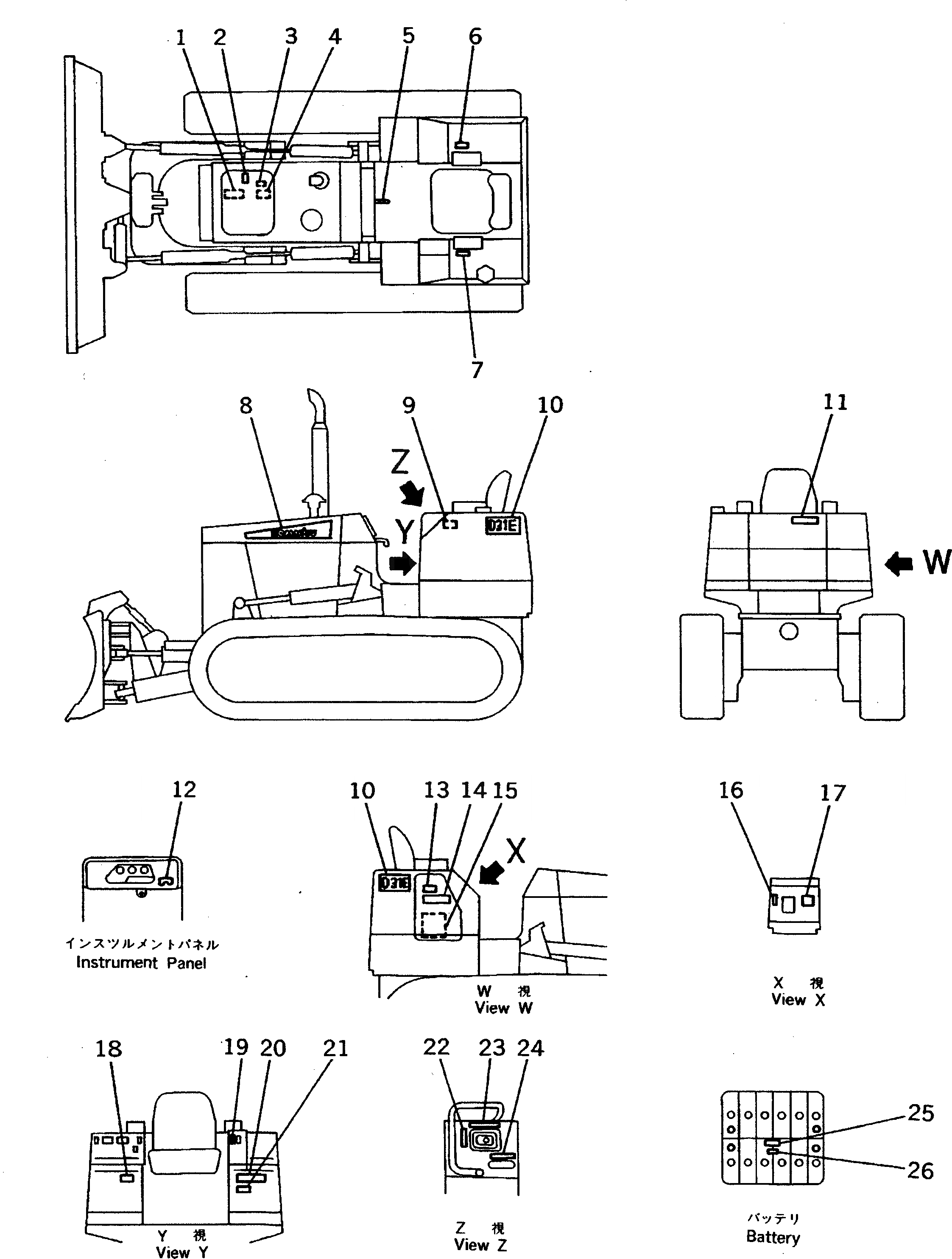 Схема запчастей Komatsu D37E-5 - МАРКИРОВКА (АНГЛ.)(№-7) МАРКИРОВКА