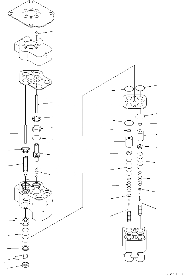 Схема запчастей Komatsu D37EX-21 - КЛАПАН PPC(/) ОСНОВН. КОМПОНЕНТЫ И РЕМКОМПЛЕКТЫ