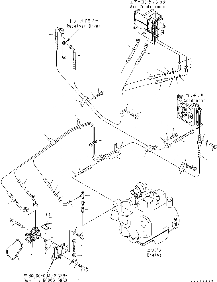 Схема запчастей Komatsu D37EX-21A-M - КОНДИЦ. ВОЗДУХА (КОМПРЕССОР) КОМПОНЕНТЫ ДВИГАТЕЛЯ
