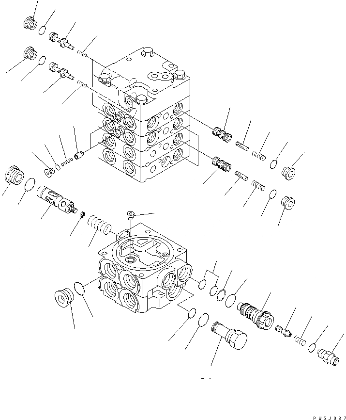 Схема запчастей Komatsu D37EX-21A - УПРАВЛЯЮЩ. КЛАПАН (4-Х СЕКЦИОНН.) (/) (ДЛЯ РЫХЛИТЕЛЬ) ОСНОВН. КОМПОНЕНТЫ И РЕМКОМПЛЕКТЫ