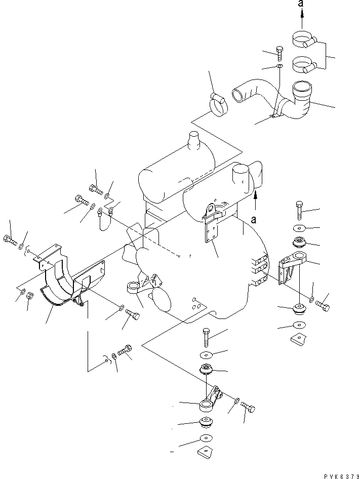 Схема запчастей Komatsu D37PG-5A - КРЕПЛЕНИЕ ДВИГАТЕЛЯ (С ВОДООТДЕЛИТЕЛЕМ)(№-) КОМПОНЕНТЫ ДВИГАТЕЛЯ