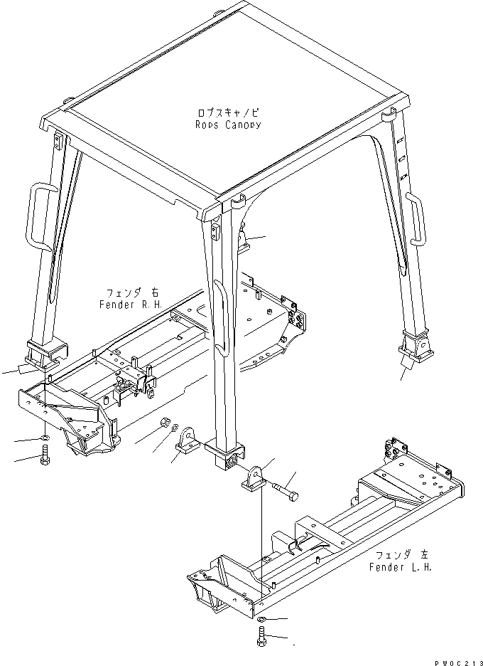 Схема запчастей Komatsu D37PX-21 - ROPS КРЕПЛЕНИЕ ЧАСТИ КОРПУСА