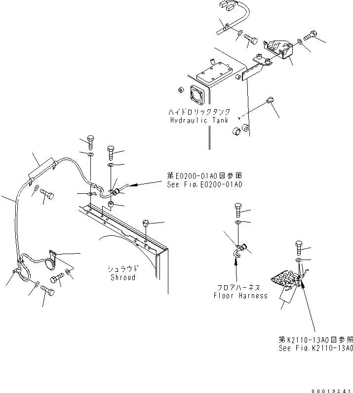 Схема запчастей Komatsu D37PX-21A-M - ЭЛЕКТРИКА (ЗВУК. СИГНАЛ. AND ПОЛ ЭЛЕКТРОПРОВОДКА КРЕПЛЕНИЕ) ЭЛЕКТРИКА