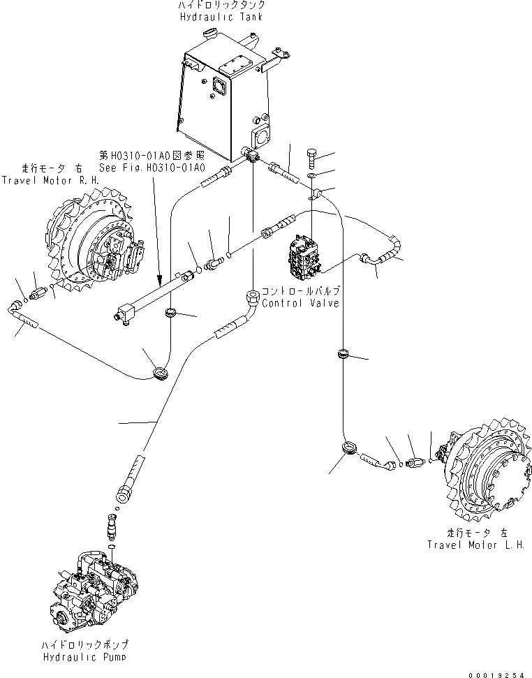 Схема запчастей Komatsu D37PX-21A-M - ВОЗВРАТН. ЛИНИЯ ГИДРАВЛИКА