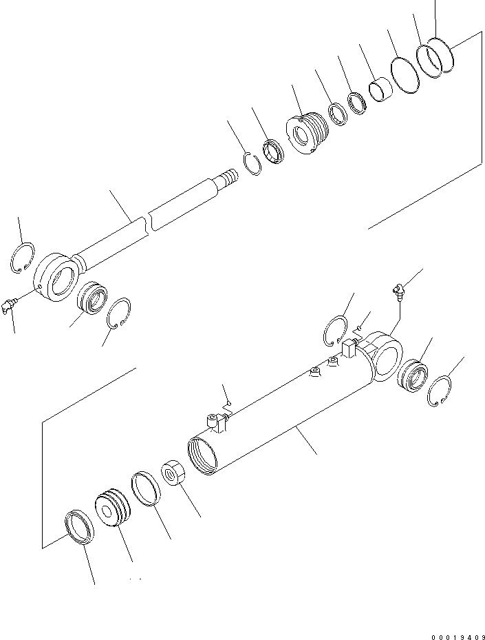 Схема запчастей Komatsu D37PX-21A-M - ЦИЛИНДР НАКЛОНА ОСНОВН. КОМПОНЕНТЫ И РЕМКОМПЛЕКТЫ