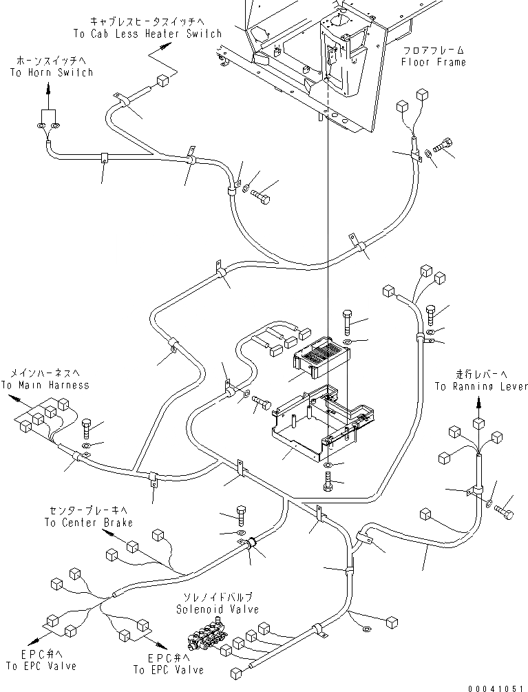 Схема запчастей Komatsu D37PX-21A - ОСНОВН. КОНСТРУКЦИЯ (ЭЛЕКТРОПРОВОДКА) КАБИНА ОПЕРАТОРА И СИСТЕМА УПРАВЛЕНИЯ