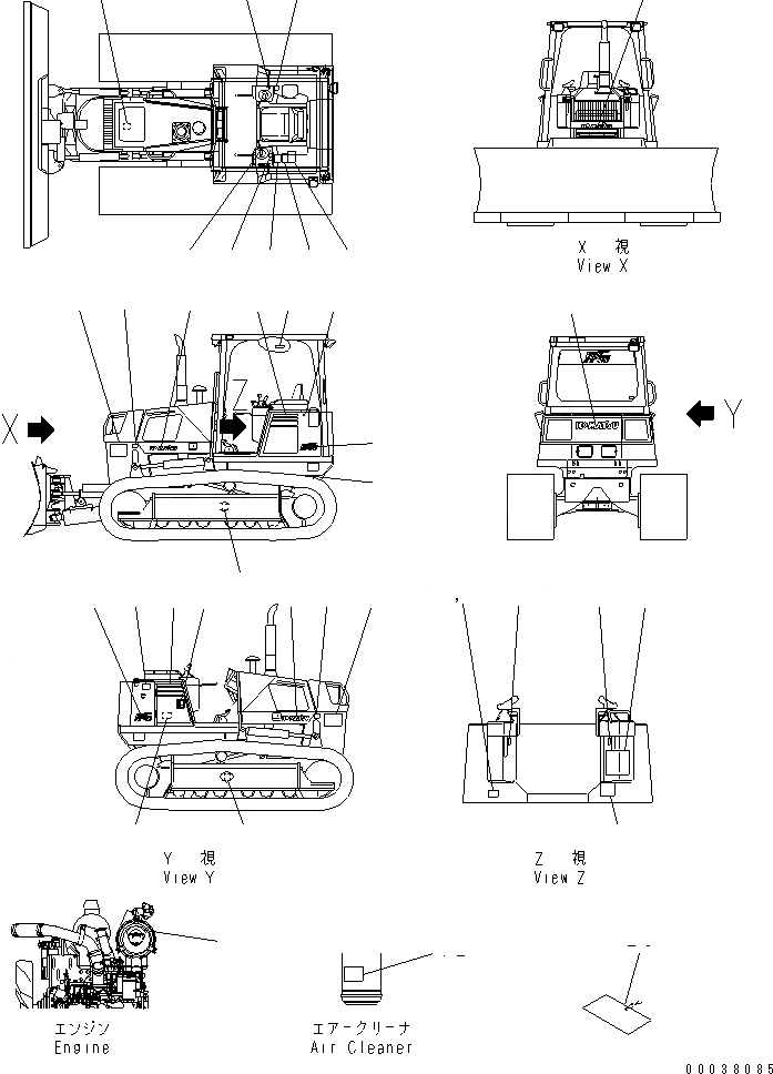 Схема запчастей Komatsu D37PX-21A - МАРКИРОВКА (АНГЛ.) МАРКИРОВКА