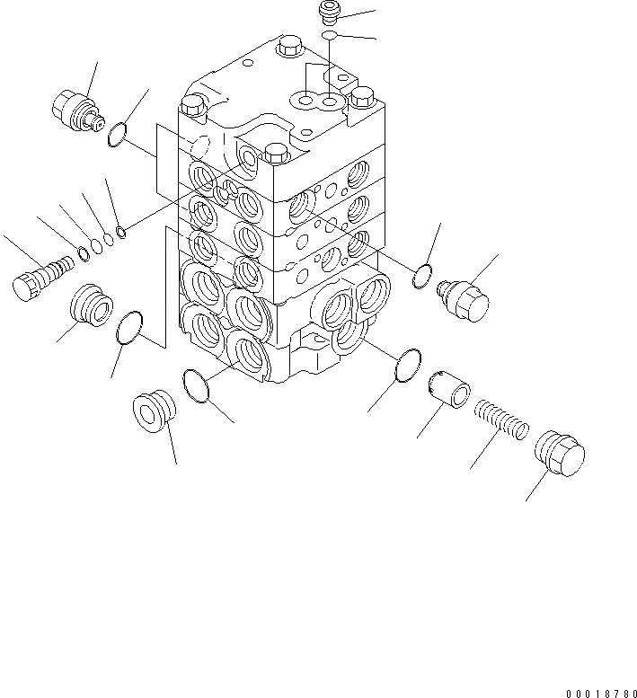 Схема запчастей Komatsu D37PX-21A - УПРАВЛЯЮЩ. КЛАПАН (3-Х СЕКЦИОНН.) (/) ОСНОВН. КОМПОНЕНТЫ И РЕМКОМПЛЕКТЫ