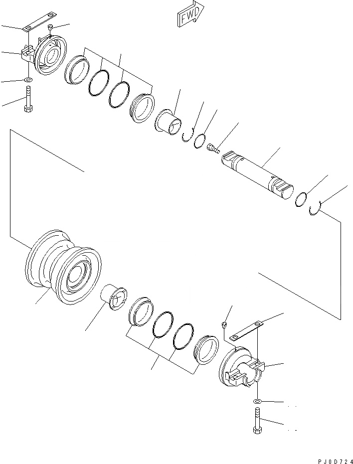 Схема запчастей Komatsu D37PX-21 - ОПОРНЫЙ КАТОК ХОДОВАЯ