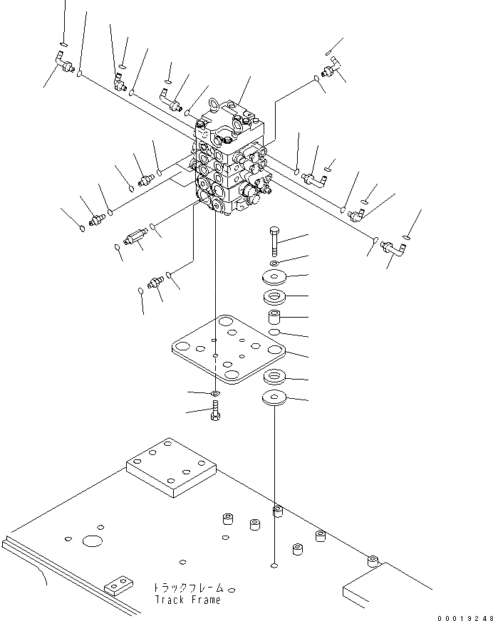 Схема запчастей Komatsu D39EX-21A - ОСНОВН. КЛАПАН (КРЕПЛЕНИЕ И ПАТРУБОК) ГИДРАВЛИКА