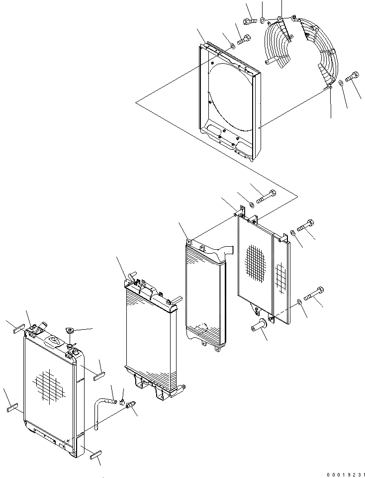 Схема запчастей Komatsu D39EX-21A-M - ОХЛАЖД-Е (РАДИАТОР И МАСЛООХЛАДИТЕЛЬ) СИСТЕМА ОХЛАЖДЕНИЯ