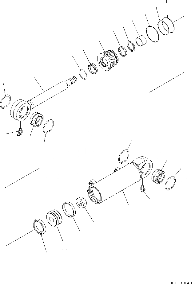 Схема запчастей Komatsu D39EX-21A-M - ЦИЛИНДР ПЕРЕКОСА ОСНОВН. КОМПОНЕНТЫ И РЕМКОМПЛЕКТЫ