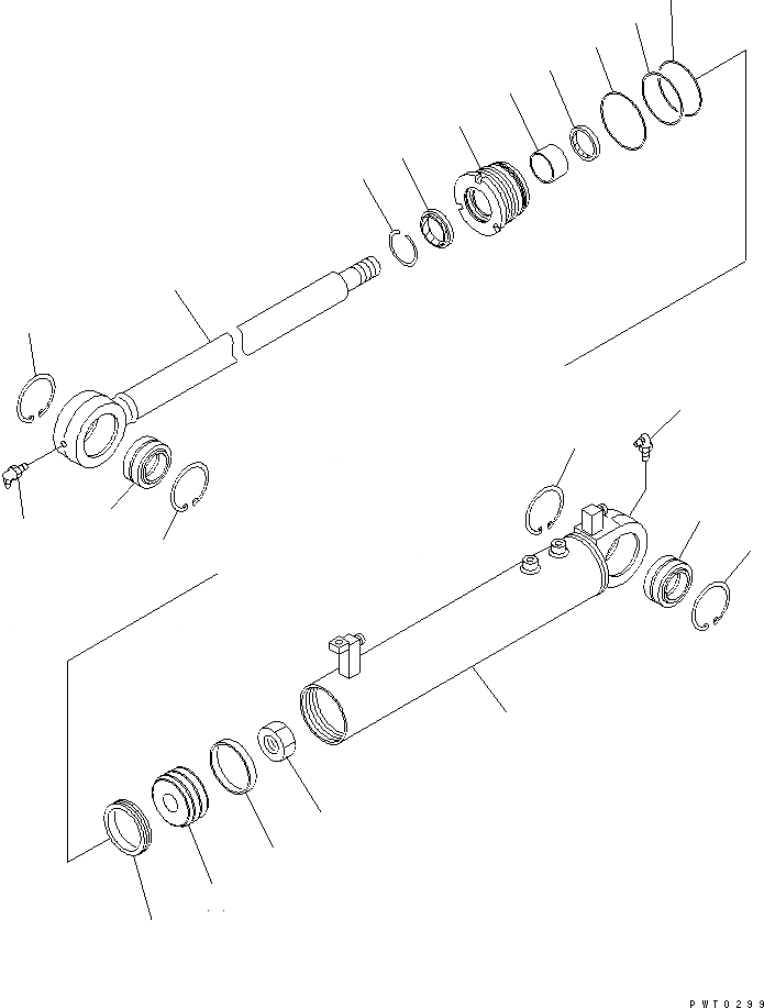 Схема запчастей Komatsu D39EX-21 - ЦИЛИНДР НАКЛОНА ОСНОВН. КОМПОНЕНТЫ И РЕМКОМПЛЕКТЫ