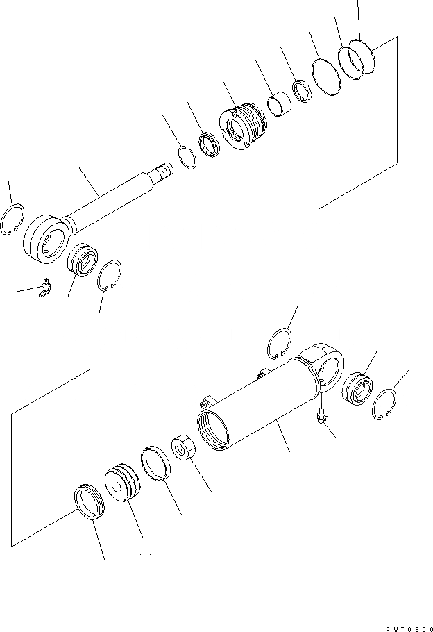 Схема запчастей Komatsu D39EX-21 - ЦИЛИНДР ПЕРЕКОСА ОСНОВН. КОМПОНЕНТЫ И РЕМКОМПЛЕКТЫ